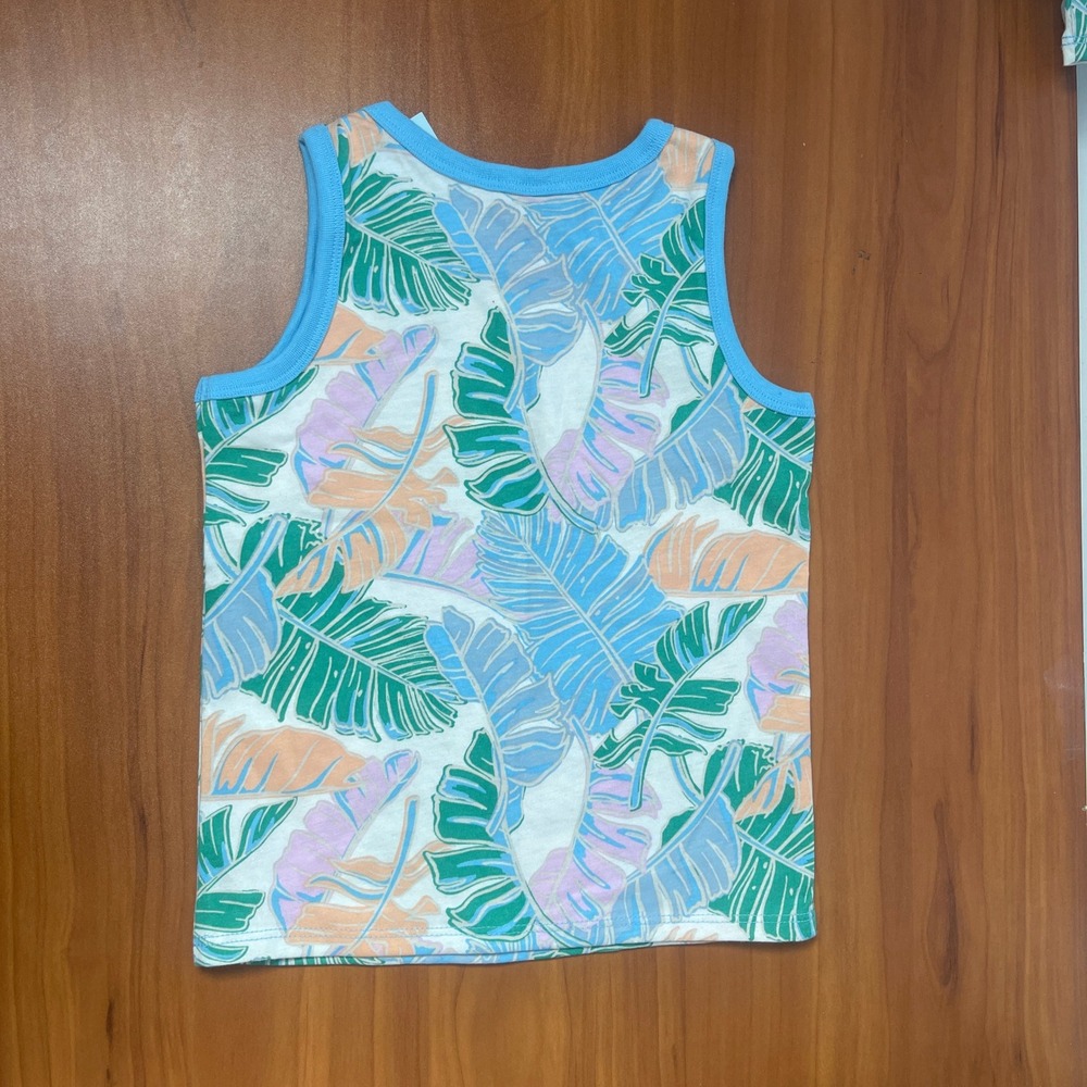 Cat & Jack Girls 3T Tropical Palm Leaf Tank Top and‎ White Bike Shorts Set NEW - Picture 7 of 8